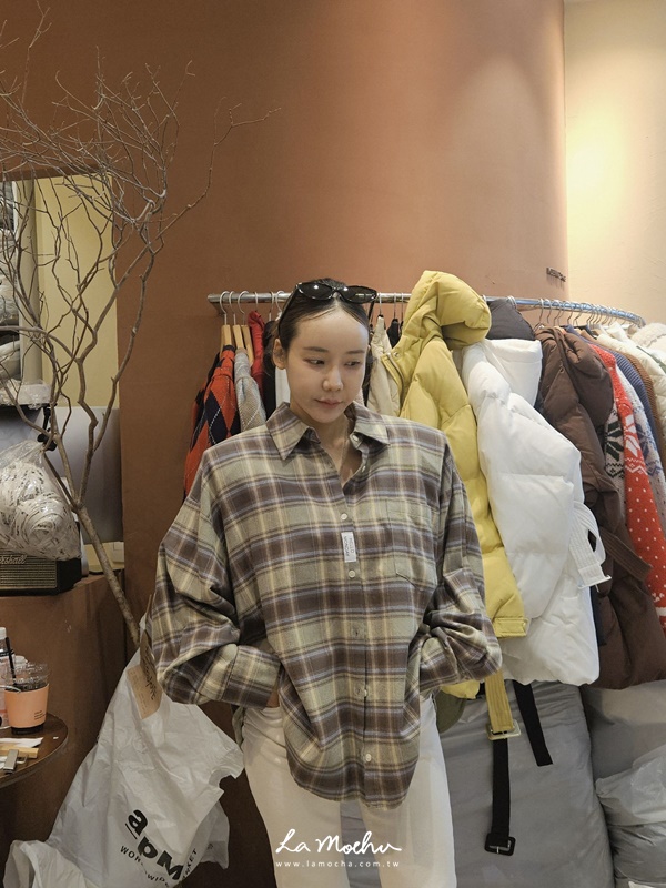(限量商品)法蘭絨格紋襯衫上衣